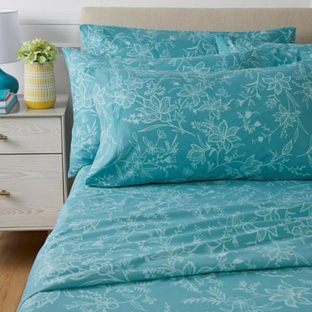 South Street Loft 6-piece Microfiber Sheet Set Queen Aqua Floral NWT Unopened